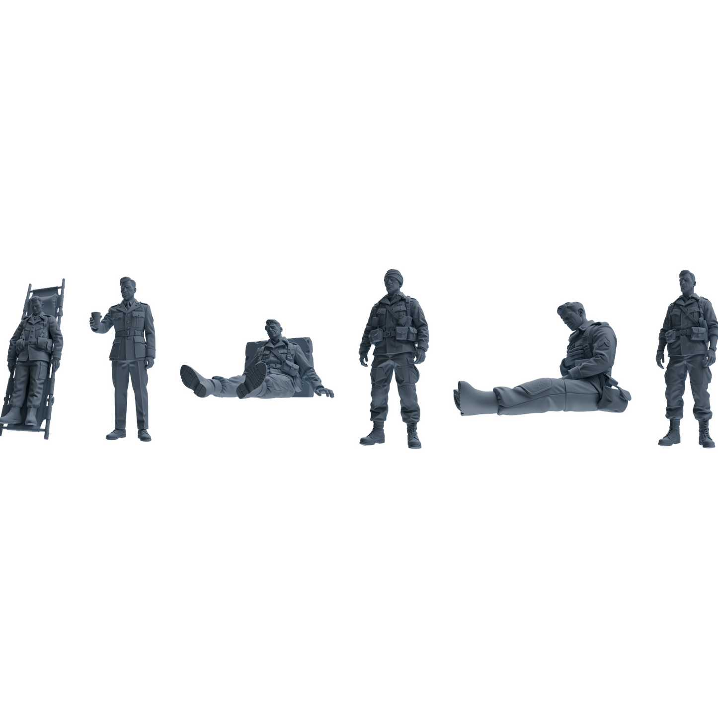 MRY-SFW SSTR192 Miniatures Soldier Model Kit Wounded Soldier Medical Pose Modern Model 6 pcs