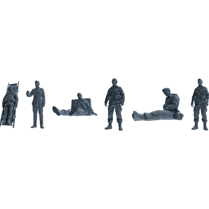 MRY-SFW SSTR192 Miniatures Soldier Model Kit Wounded Soldier Medical Pose Modern Model 6 pcs