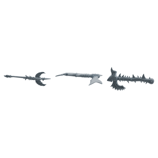 MRY-SFW LYGS435 Feather Blade Spear and Shark Tooth Battle Axe Weapon Modern Model 3 pcs
