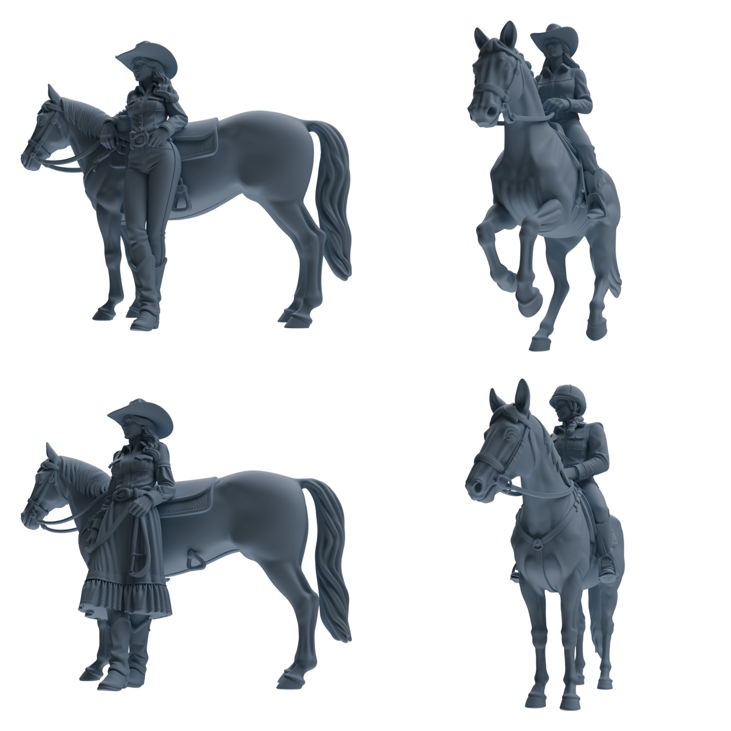 MRY-SFW LYTR911 Cowgirl with Horse Modern Model 4 pcs