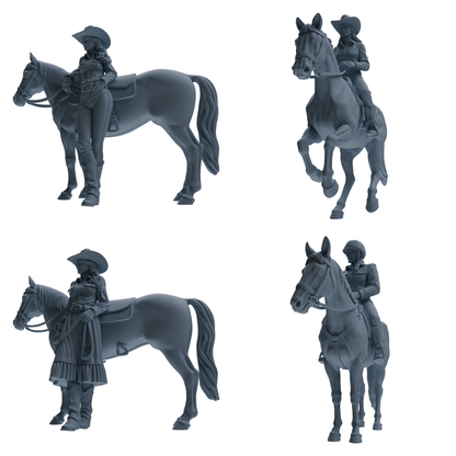 MRY-SFW LYTR911 Cowgirl with Horse Modern Model 4 pcs