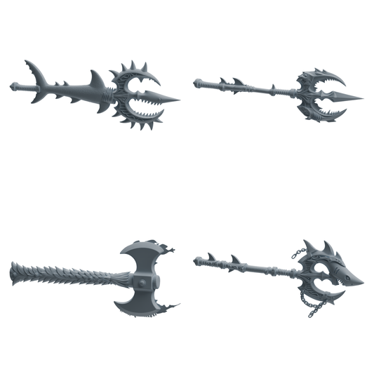 MRY-SFW LYGS427 Shark and Spiked Decorative Axe Weapon Modern Model 4 pcs