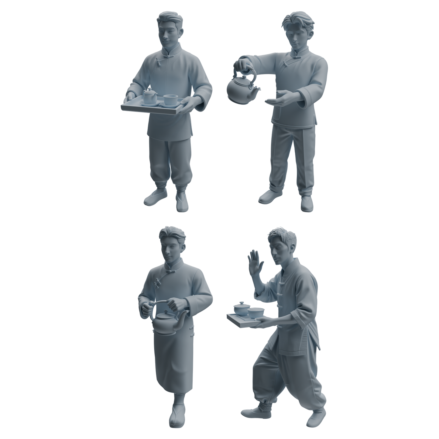 MRY-SFW LYTR985 Republic of China Teahouse Waiter Character Modern Model 4 pcs