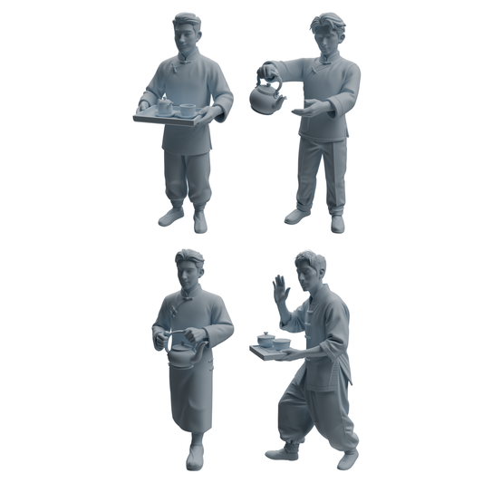 MRY-SFW LYTR985 Republic of China Teahouse Waiter Character Modern Model 4 pcs