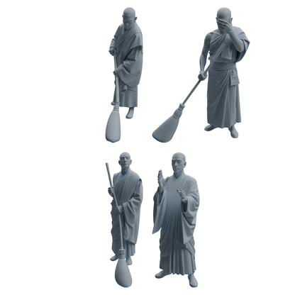 MRY-SFW LYTR1083 Sweeping Monk Character Modern Model 4 pcs