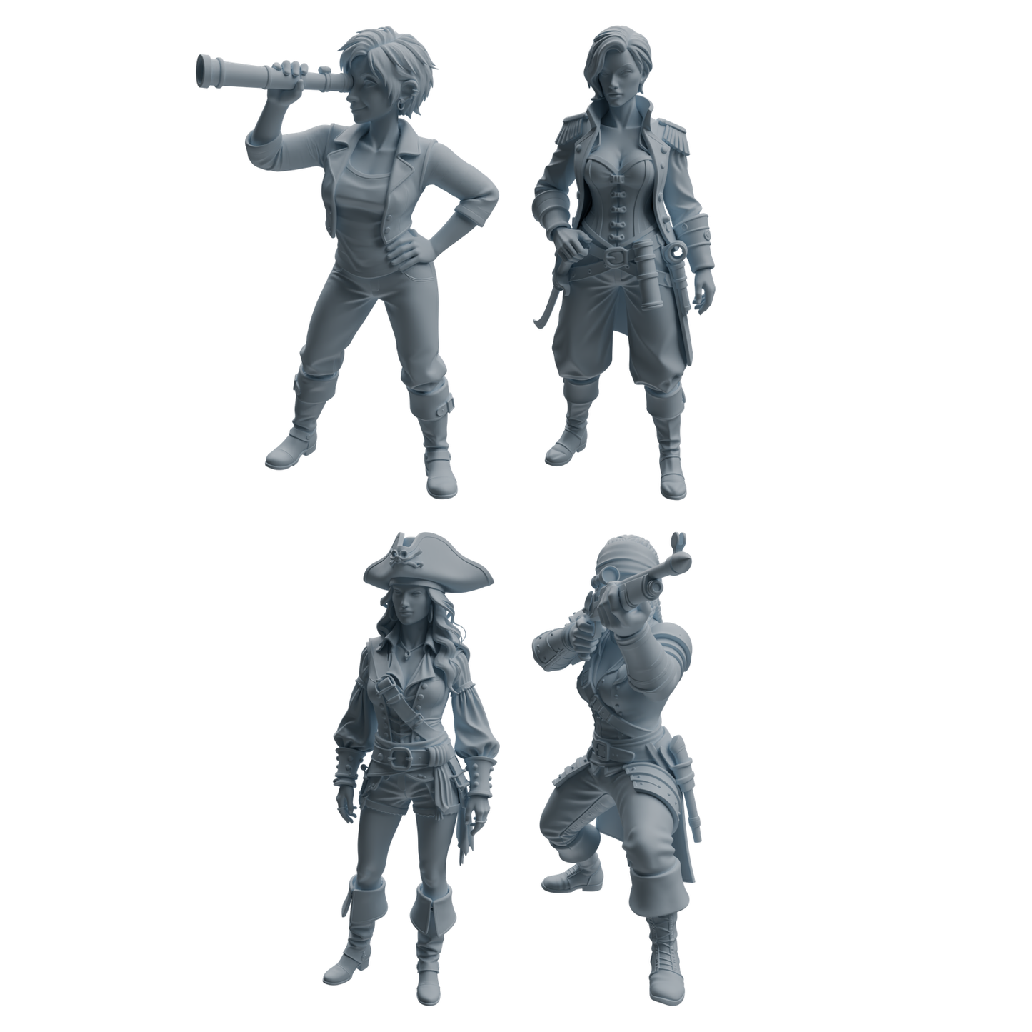 MRY-SFW LYTR1095 Multi-pose Female Pirate Character Modern Model 4 pcs