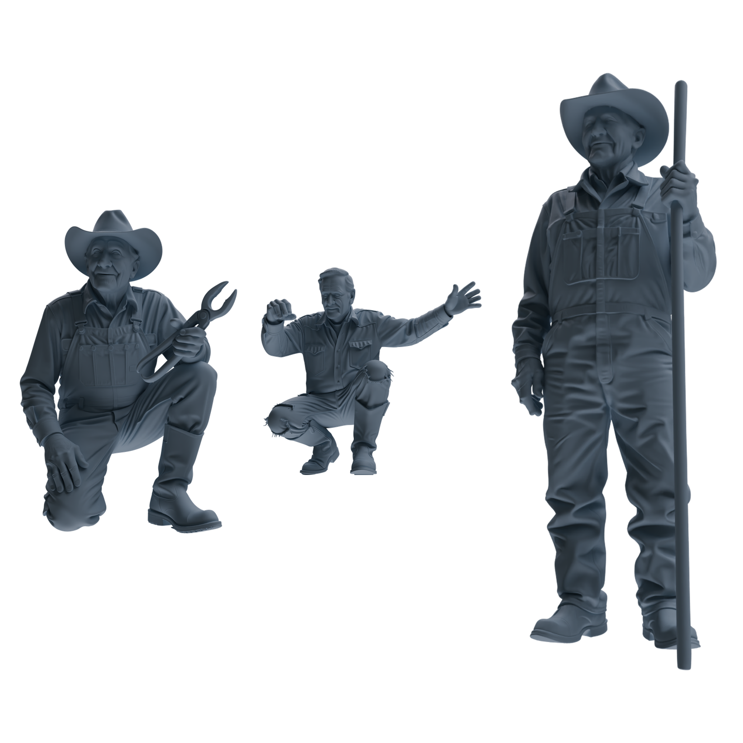 MRY-SFW LYTR925 Elderly Farm Worker Multi-pose Modern Model 3 pcs