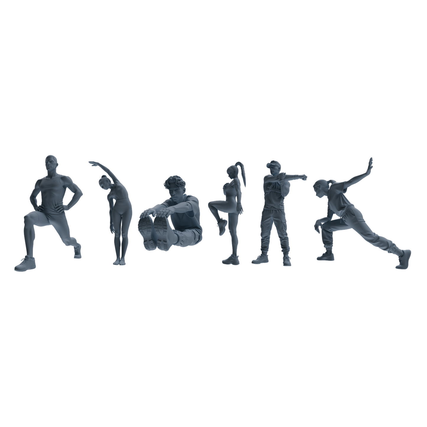 MRY-SFW LYTR820 Stretching Athlete Figure Modern Model 6 pcs Miniature Car Diorama Figures Scene Props Accessories Resin