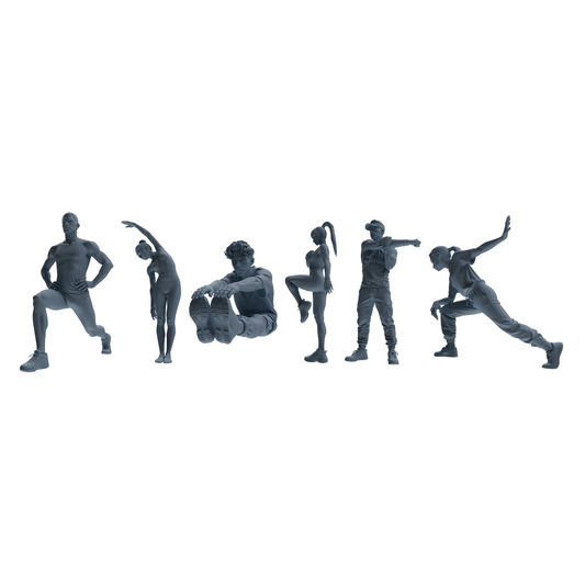 MRY-SFW LYTR820 Stretching Athlete Figure Modern Model 6 pcs Miniature Car Diorama Figures Scene Props Accessories Resin