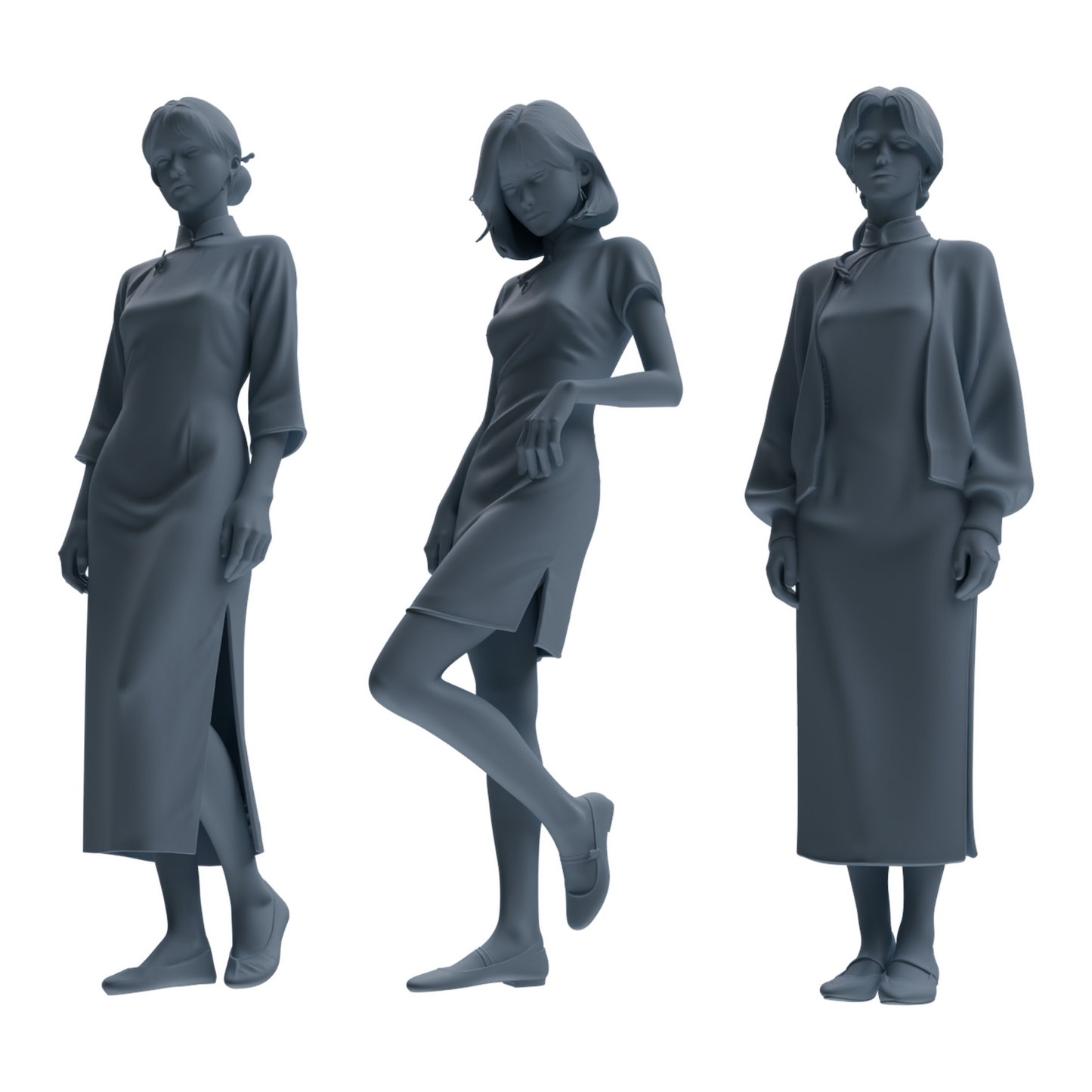 MRY-SFW LYTR894 Republic of China Style Qipao Woman Figure Modern Model 3 pcs