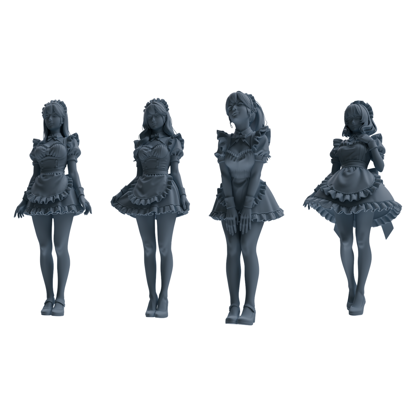 MRY-SFW LYTR876 Maid Uniform Girl Figure Modern Model 4 pcs