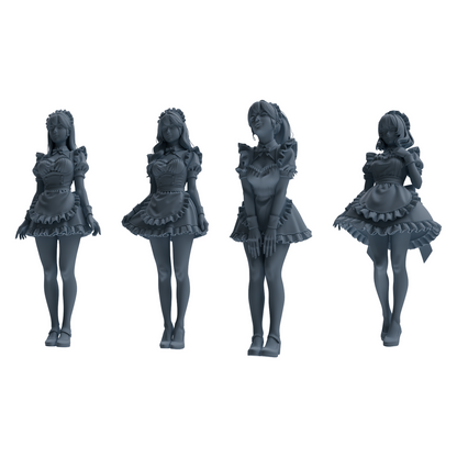 MRY-SFW LYTR876 Maid Uniform Girl Figure Modern Model 4 pcs