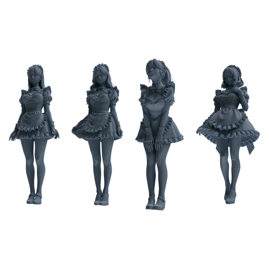 MRY-SFW LYTR876 Maid Uniform Girl Figure Modern Model 4 pcs