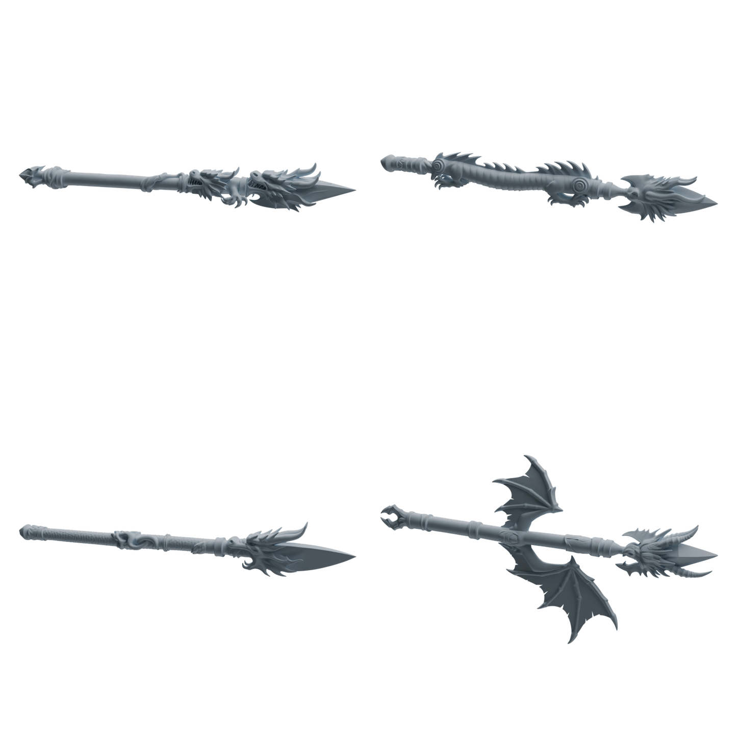 MRY-SFW LYGS436 Dragon Pattern Decorative Spear Weapon Modern Model 4 pcs