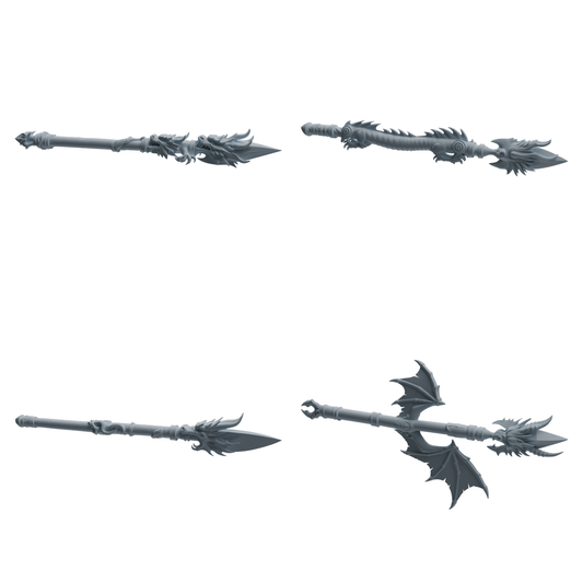 MRY-SFW LYGS436 Dragon Pattern Decorative Spear Weapon Modern Model 4 pcs