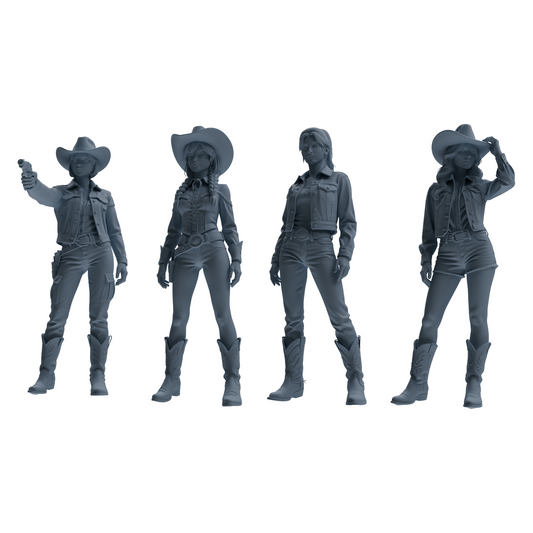MRY-SFW LYTR893 Cowboy Style Girl Modern Model 4 pcs
