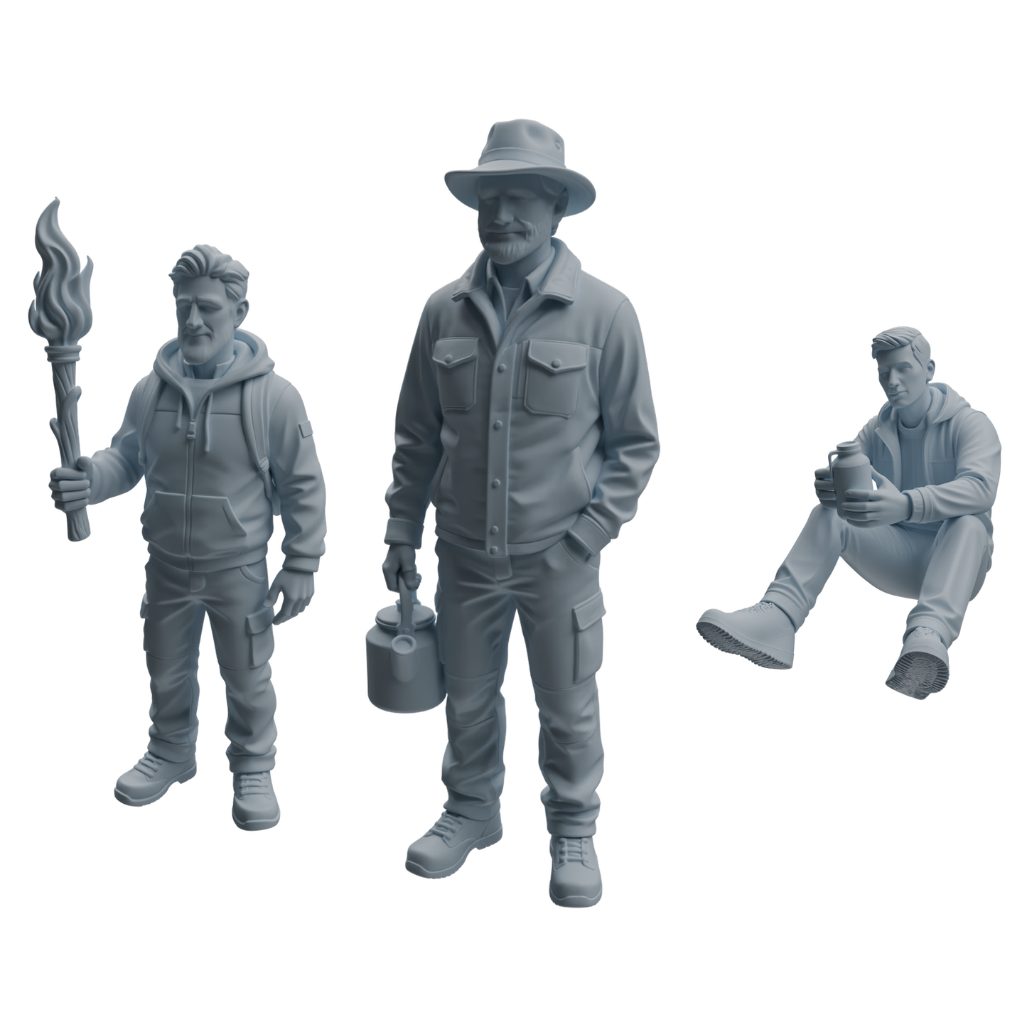 MRY-SFW LYTR1013 Camping Gear Male Character Modern Model 3 pcs