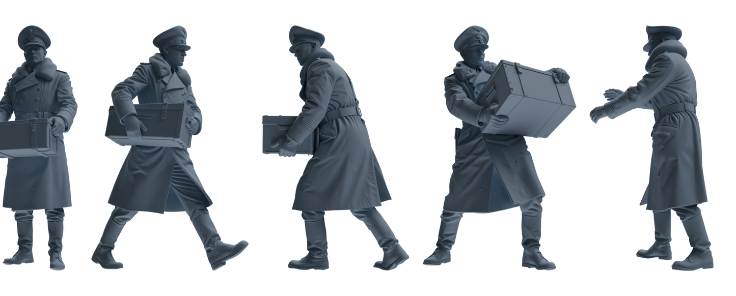 MRY-SFW LYGR712 WWII German Army Officer War Scene Six-Person Carrying Group