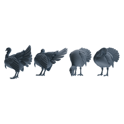 MRY-SFW LYTR840 Turkey Pose Model 4 pcs Miniature Car Diorama Figures Scene Props Accessories Resin
