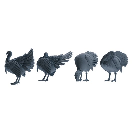 MRY-SFW LYTR840 Turkey Pose Model 4 pcs Miniature Car Diorama Figures Scene Props Accessories Resin