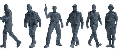 MRY-SFW SSTR049 Miniatures Soldier Model Kit Fury Sherman Tank WWII Tank Crew Patrolling Six-Person Group