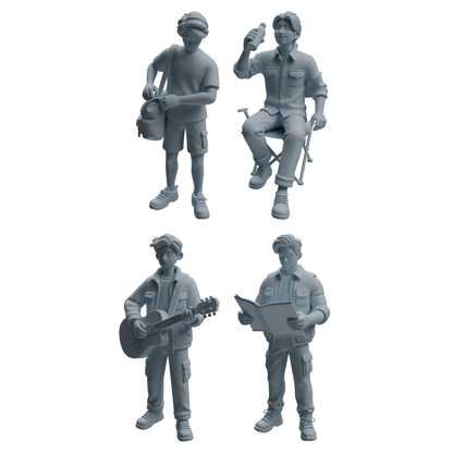 MRY-SFW LYTR1021 Male Camping Activity Character Modern Model 4 pcs