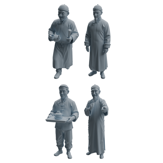 MRY-SFW LYTR987 Late Qing-Early Republic Teahouse Owner Character Modern Model 4 pcs