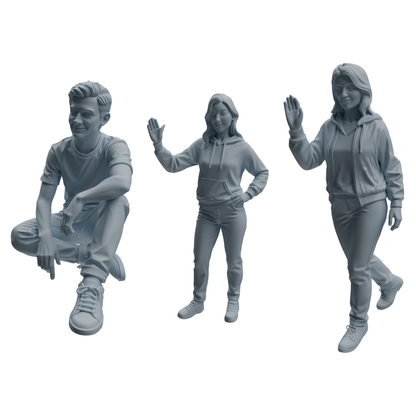 MRY-SFW LYTR1060 Casual Sitting & Waving Character Modern Model 3 pcs