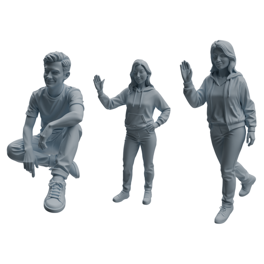 MRY-SFW LYTR1060 Casual Sitting & Waving Character Modern Model 3 pcs