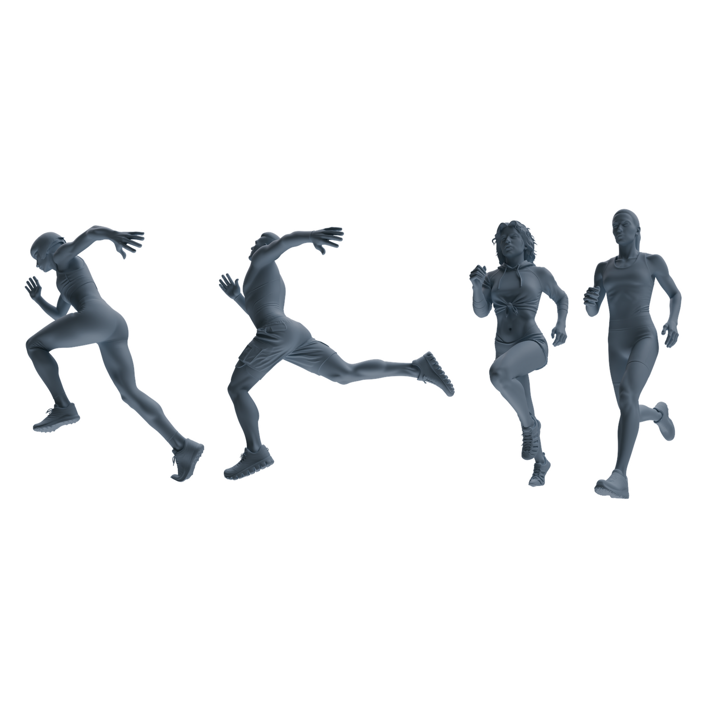 MRY-SFW LYTR818 Running Athlete Figure Modern Model 4 pcs Miniature Car Diorama Figures Scene Props Accessories Resin