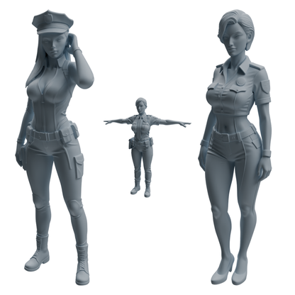 MRY-SFW LYTR957 Multi-Style Female Police Officer Character Modern Model 3 pcs