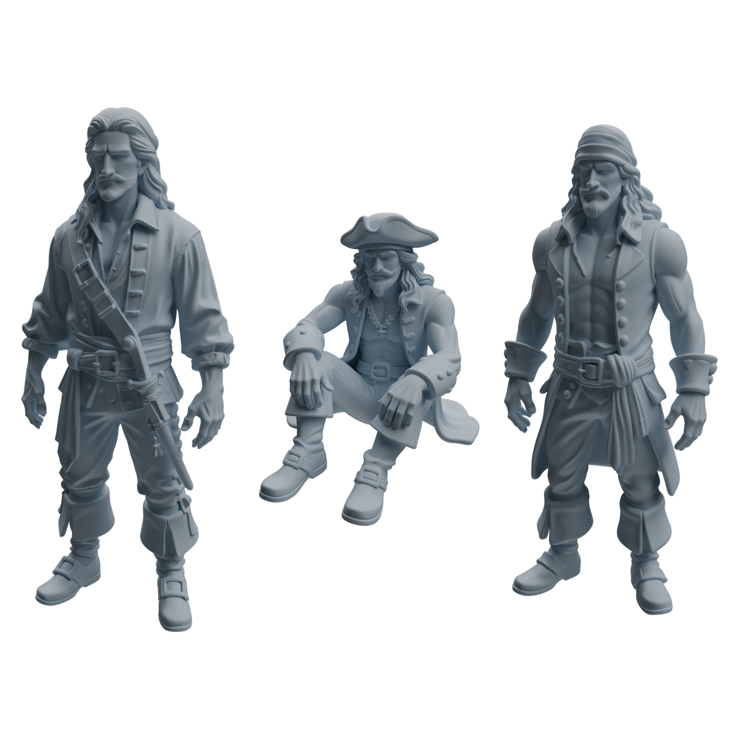 MRY-SFW LYTR1092 Realistic Pirate Character Modern Model 3 pcs