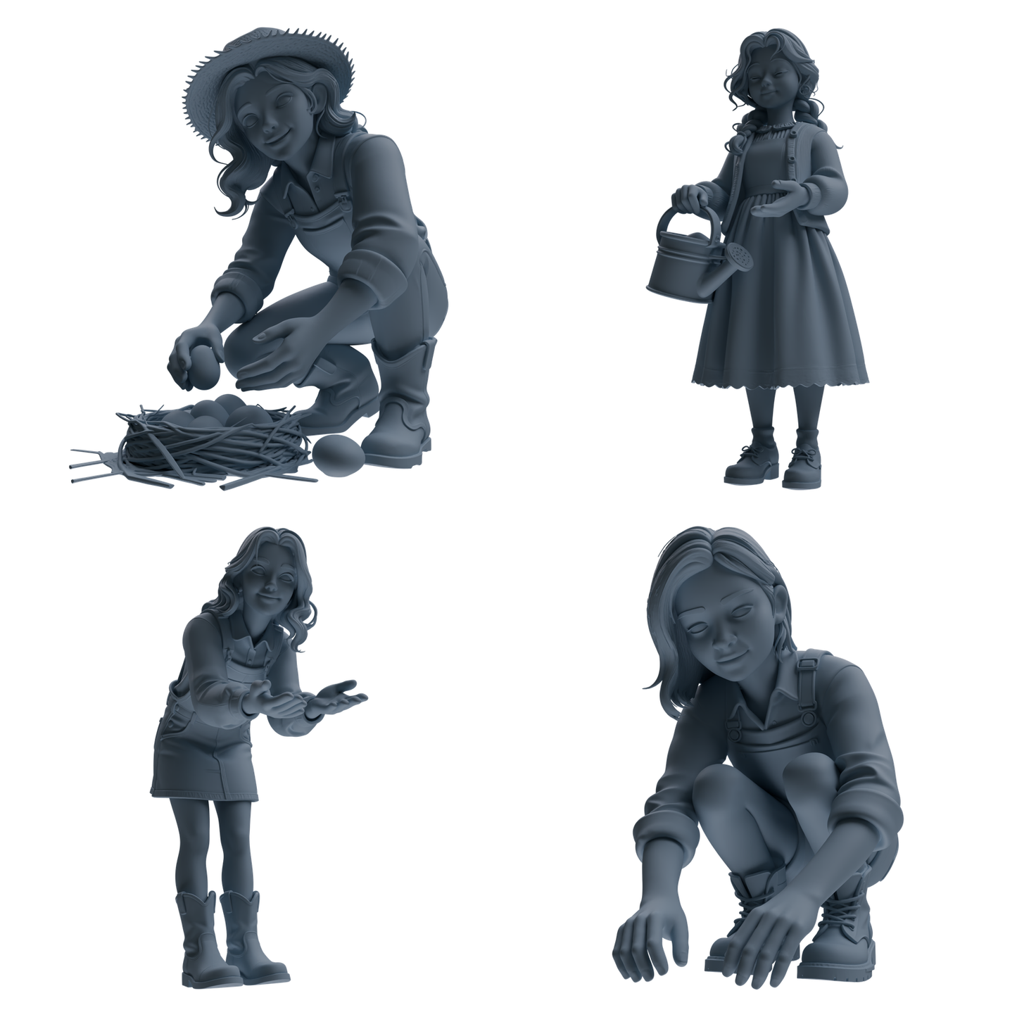 MRY-SFW LYTR910 Farm Girl Multi-pose Modern Model 4 pcs