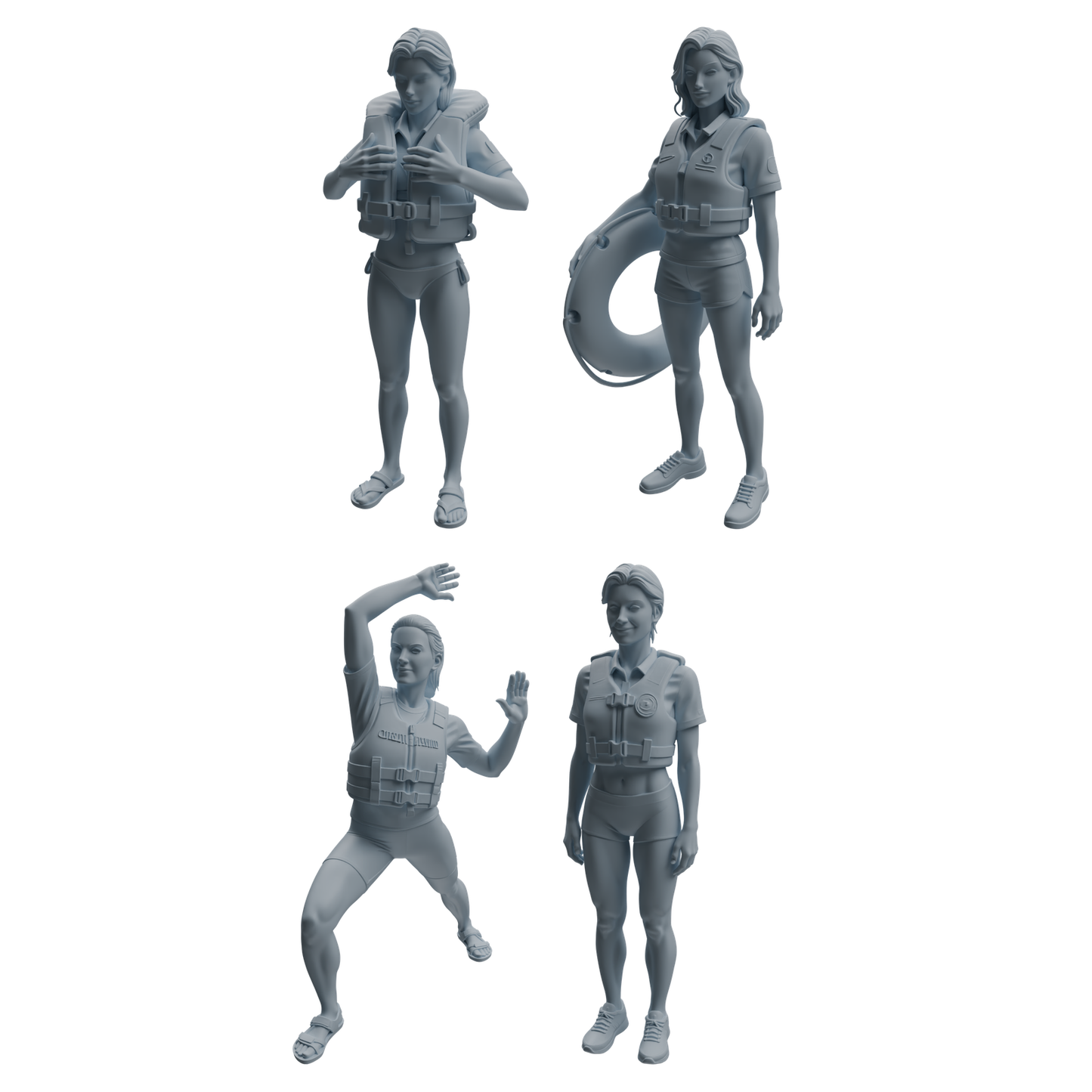 MRY-SFW LYTR1008 Female Lifeguard on Beach Character Modern Model 4 pcs