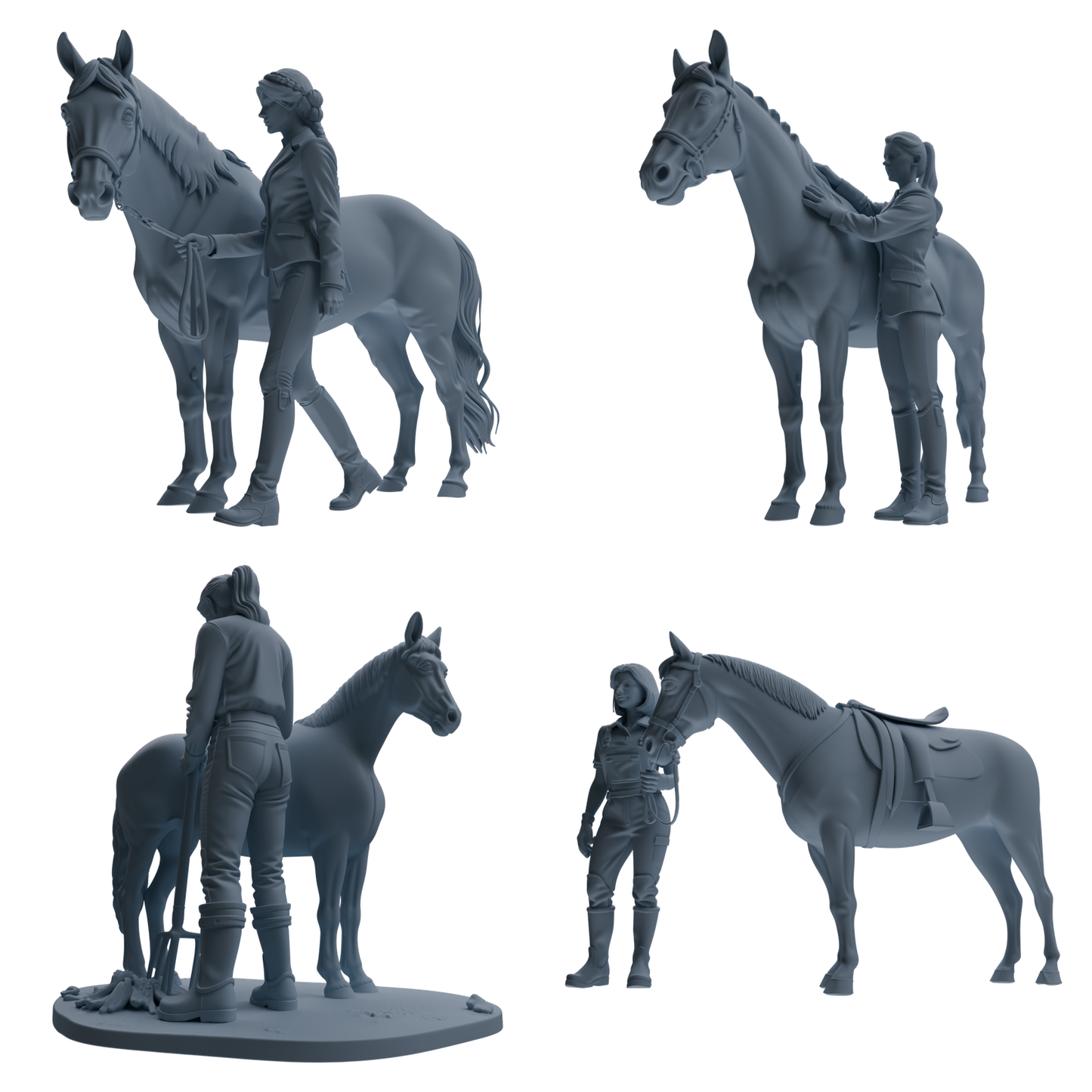 MRY-SFW LYTR905 Horse Trainer with Horse Modern Model 4 pcs