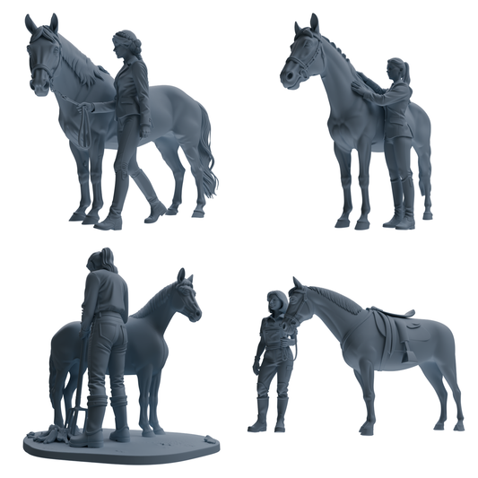 MRY-SFW LYTR905 Horse Trainer with Horse Modern Model 4 pcs