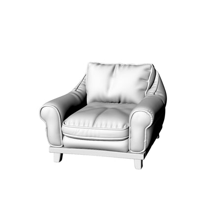 MRY-SFW LYTS588 3D Printed Unpainted White Resin Miniature Retro Linen Lazy Sofa for Dollhouse Patio Diorama
