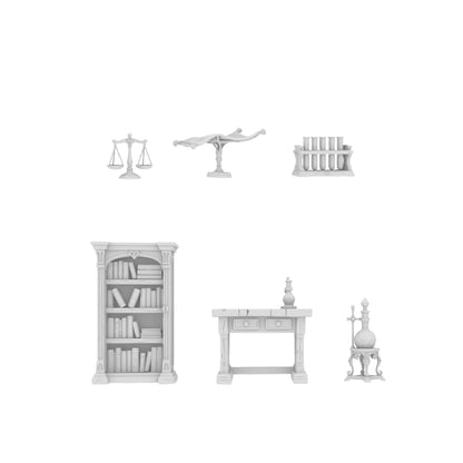 MRY-SFW LYTS682 3D Printed Magical Alchemy Lab Scene Set, Unpainted White Model, Fantasy RPG Miniature Accessories