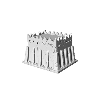 MRY-SFW LYTS665 3D Printed Ruined Concrete Fortification Wall Model, Unpainted White Model, Wargaming Terrain Accessor
