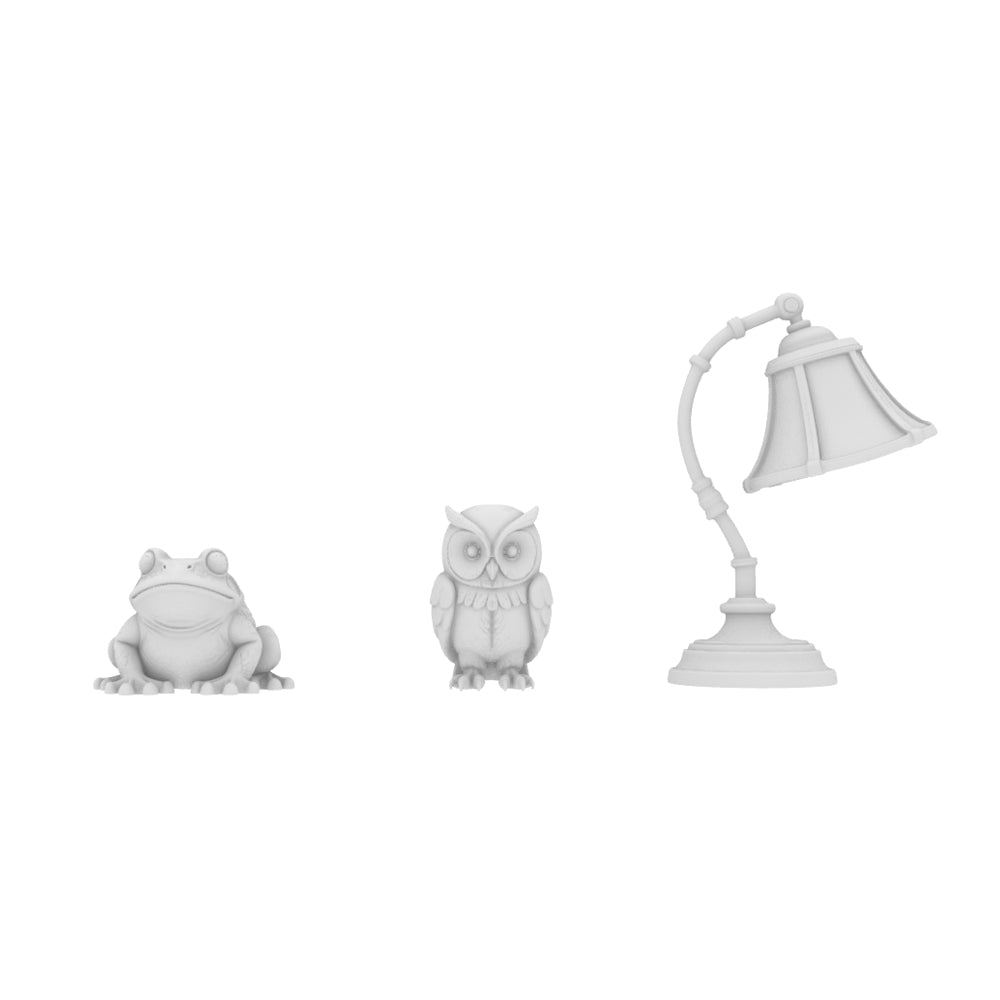 MRY-SFW LYTS685 3D Printed Wizard School Dorm Accessories Set, Unpainted White Model, Fantasy Miniature Scene Props