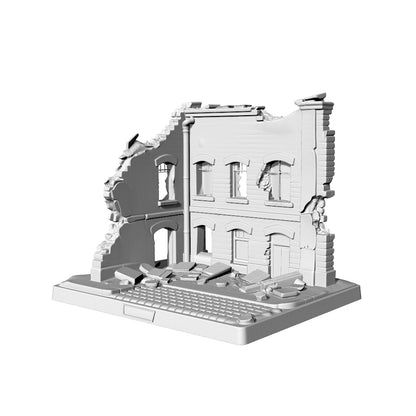MRY-SFW LYTS670 Unpainted 3D Printed Ruined City Diorama Base, Figure Display Stand