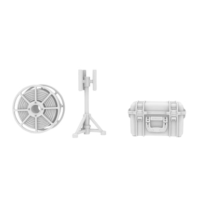 MRY-SFW LYTS674 3D Printed Battlefield Communication Supply Set, Unpainted White Model, Military/Sci-Fi Miniature Accessories