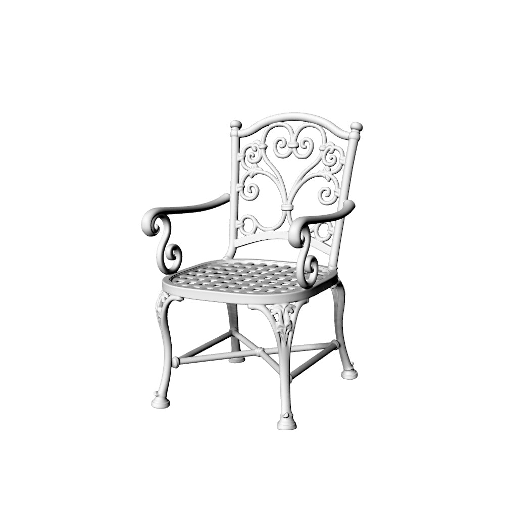 MRY-SFW LYTS590 3D Printed Unpainted White Resin Miniature Wrought Iron Garden Armchair for Dollhouse Diorama