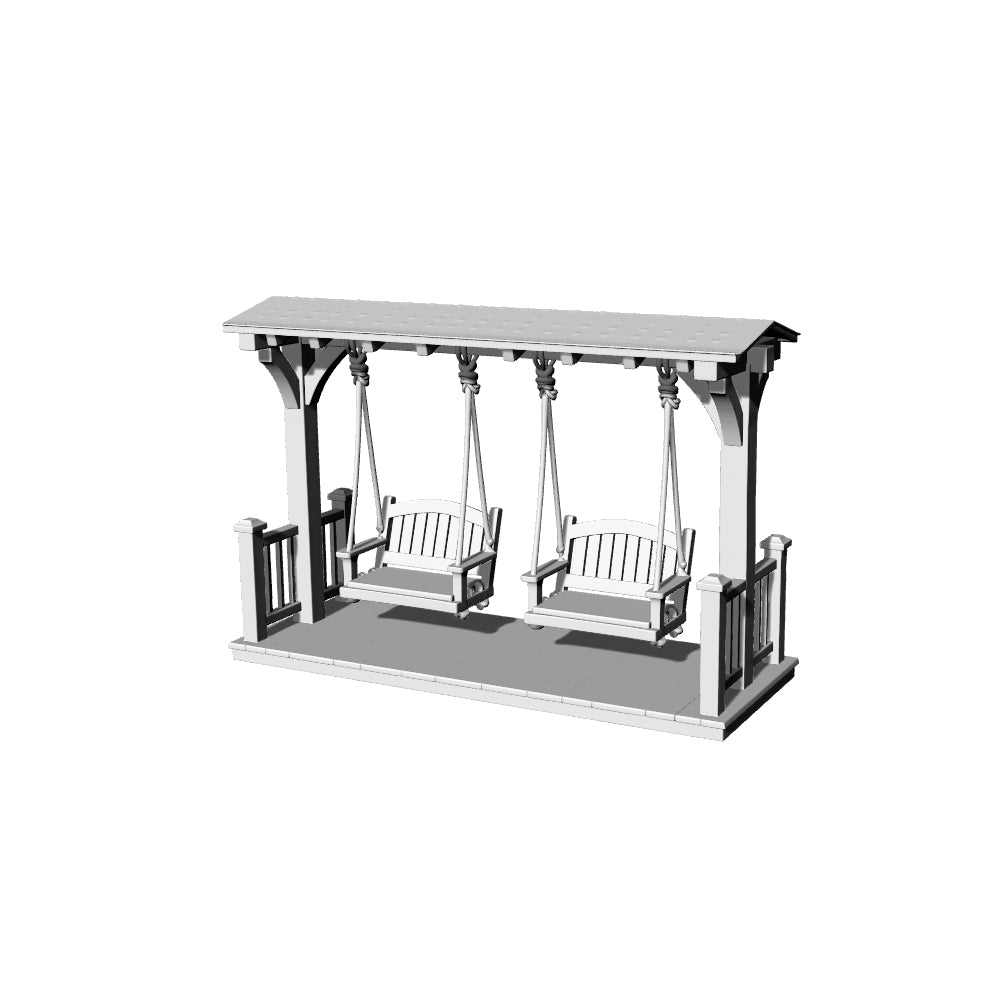 MRY-SFW LYTS582 3D Printed Unpainted White Resin Miniature Porch Swing with Base for Dollhouse Patio Diorama