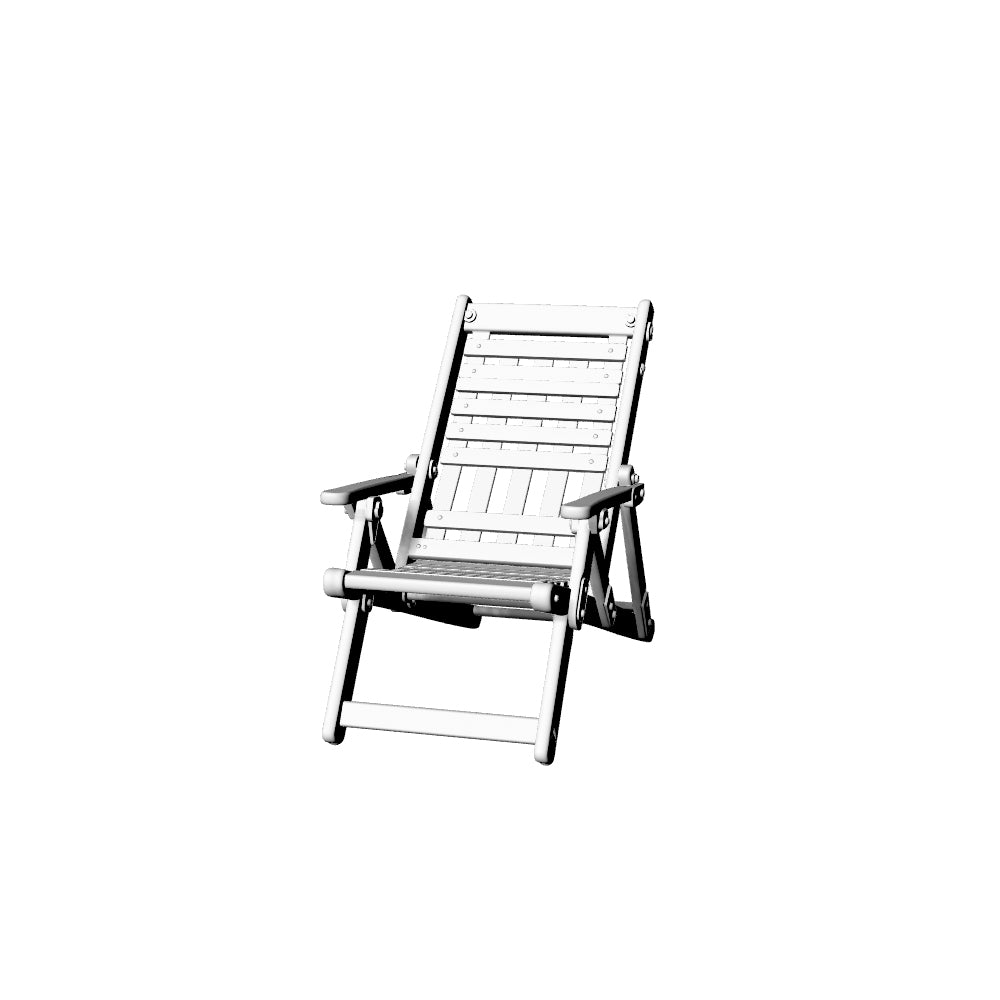 MRY-SFW LYTS589 3D Printed Unpainted White Resin Miniature Vintage Folding Lounge Chair for Dollhouse Porch Diorama