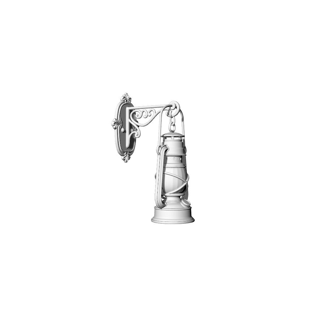 MRY-SFW LYTS599 3D Printed Unpainted White Resin, Vintage Oil Lamp Wall Sconce, Retro Farmhouse Miniature Wall Decor