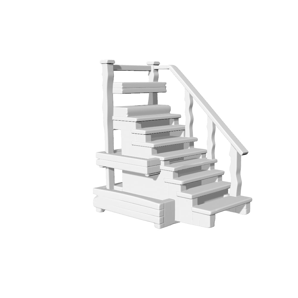 MRY-SFW LYTS610 3D Printed Unpainted White Resin, Rustic Wooden Tiered Plant Stand, Miniature Garden Diorama Decor