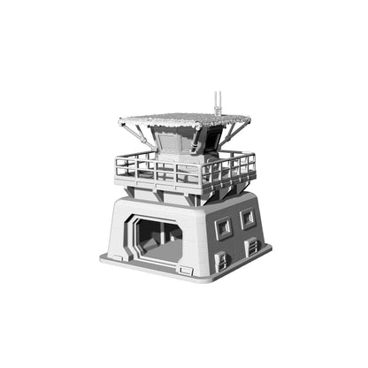MRY-SFW LYTS663 3D Printed Sci-Fi Double-Level Command Bunker with Watchtower, Unpainted White Model, Wargaming Terrain Accessory