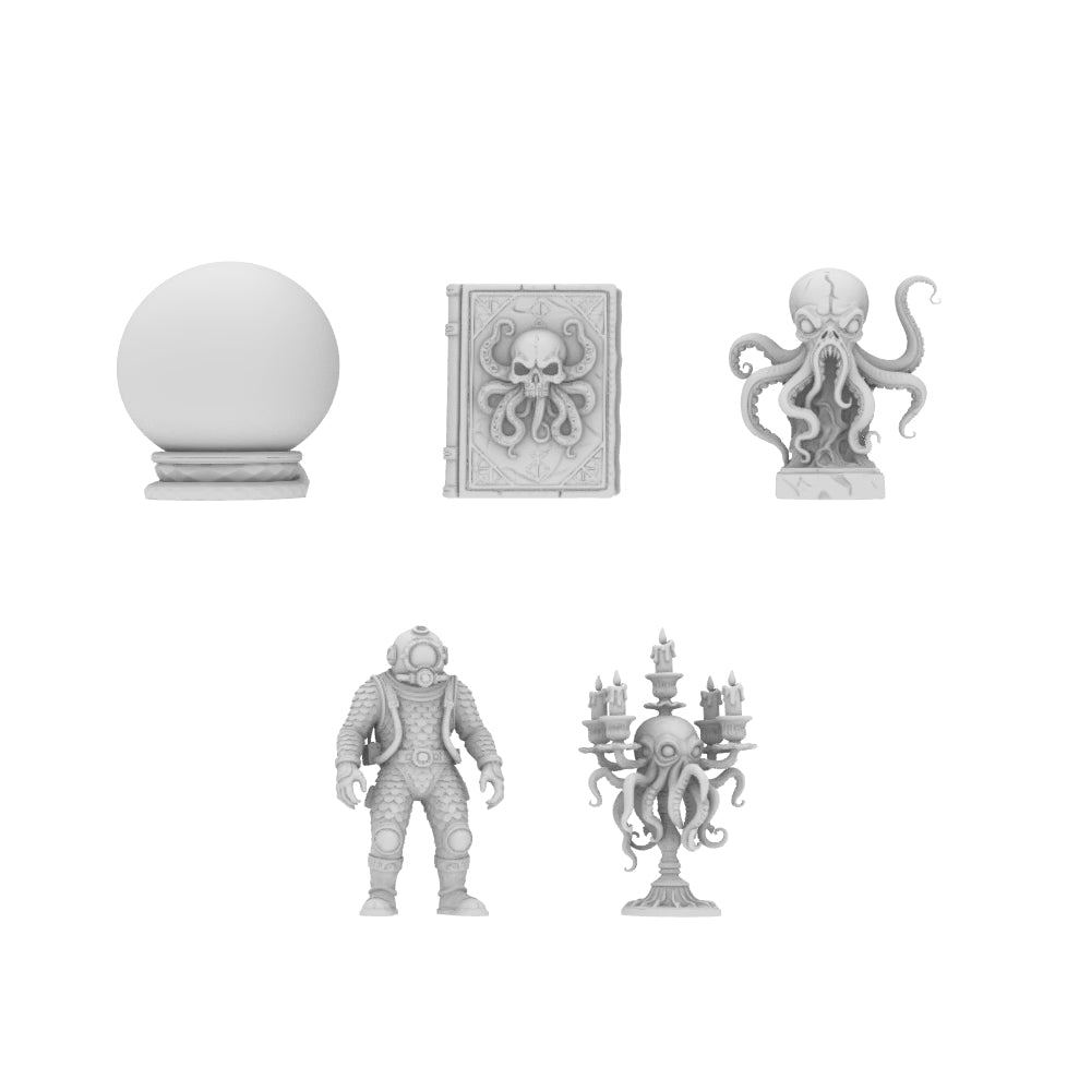 MRY-SFW LYTS686 3D Printed Deep Sea Cosmic Horror Scene Set, Unpainted White Model, Fantasy Miniature Diorama Accessories