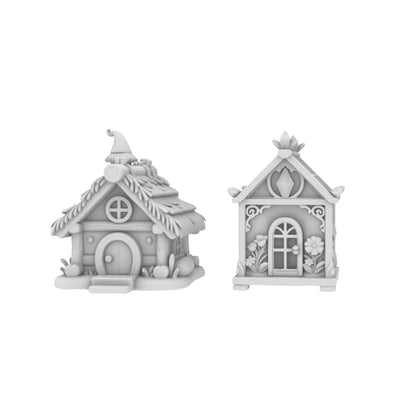 MRY-SFW LYTS681 3D Printed Elf Magic Forest Cottage Set, Unpainted White Model, Fantasy Miniature Diorama